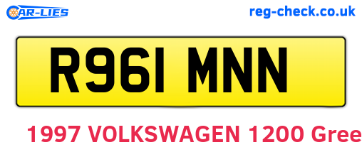 R961MNN are the vehicle registration plates.