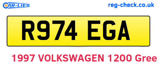R974EGA are the vehicle registration plates.