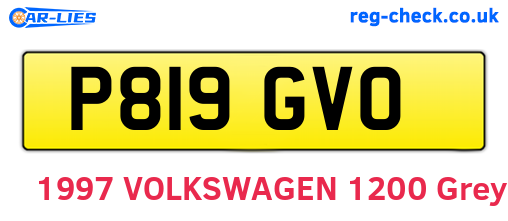 P819GVO are the vehicle registration plates.