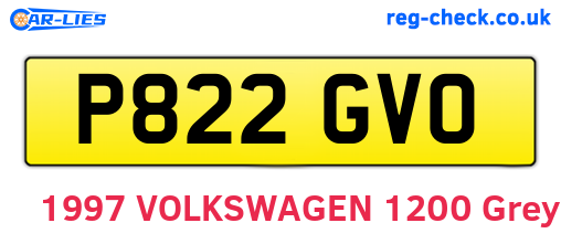 P822GVO are the vehicle registration plates.