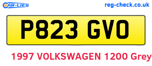 P823GVO are the vehicle registration plates.
