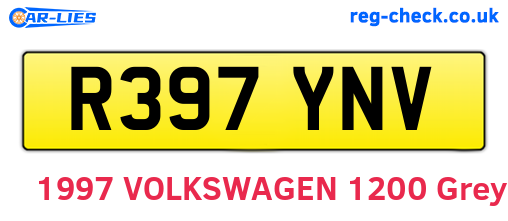 R397YNV are the vehicle registration plates.