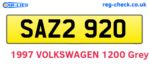 SAZ2920 are the vehicle registration plates.