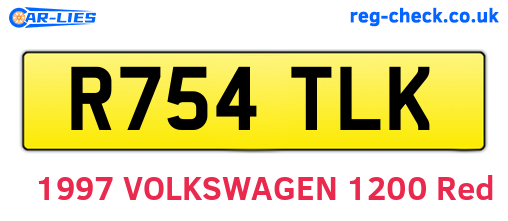 R754TLK are the vehicle registration plates.