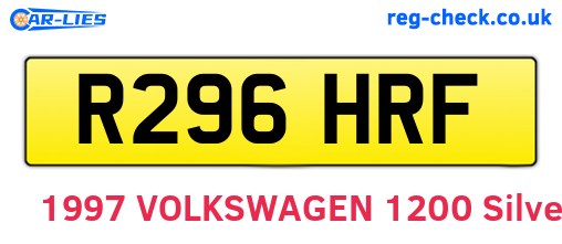 R296HRF are the vehicle registration plates.