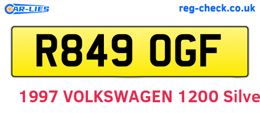 R849OGF are the vehicle registration plates.