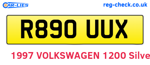 R890UUX are the vehicle registration plates.