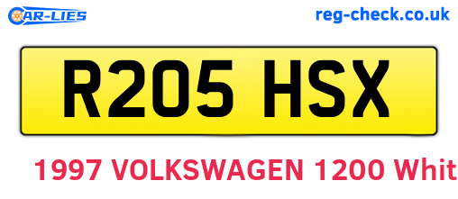 R205HSX are the vehicle registration plates.
