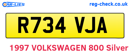 R734VJA are the vehicle registration plates.