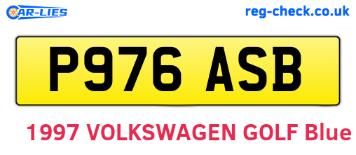 P976ASB are the vehicle registration plates.