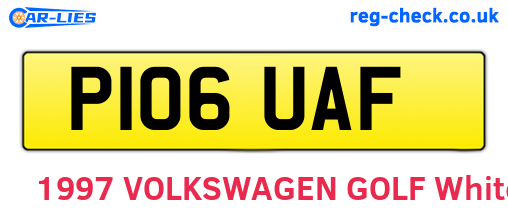 P106UAF are the vehicle registration plates.