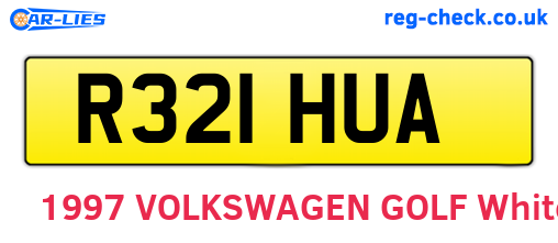 R321HUA are the vehicle registration plates.