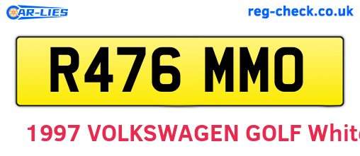 R476MMO are the vehicle registration plates.