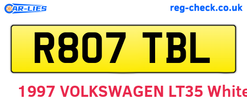 R807TBL are the vehicle registration plates.