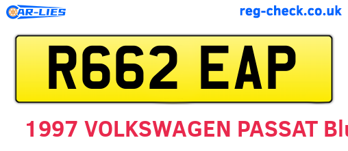 R662EAP are the vehicle registration plates.