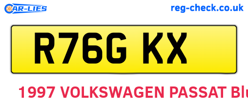 R76GKX are the vehicle registration plates.