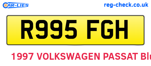 R995FGH are the vehicle registration plates.