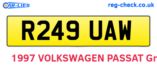 R249UAW are the vehicle registration plates.
