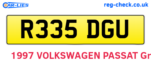 R335DGU are the vehicle registration plates.