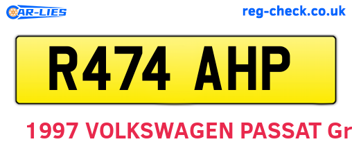 R474AHP are the vehicle registration plates.