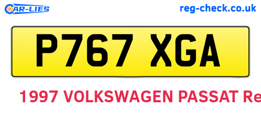 P767XGA are the vehicle registration plates.