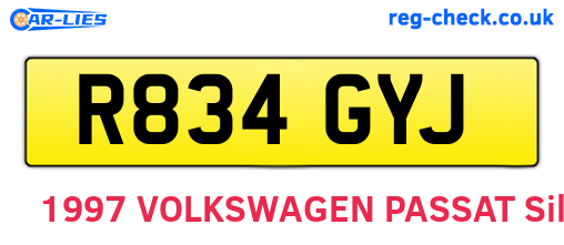 R834GYJ are the vehicle registration plates.