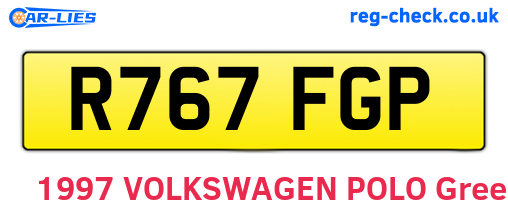 R767FGP are the vehicle registration plates.