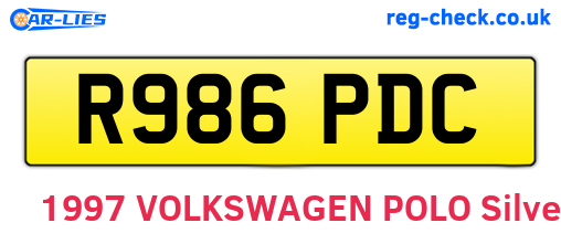 R986PDC are the vehicle registration plates.