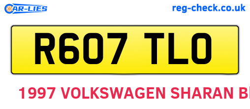 R607TLO are the vehicle registration plates.