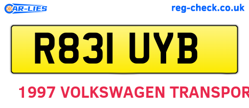 R831UYB are the vehicle registration plates.