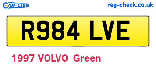 R984LVE are the vehicle registration plates.