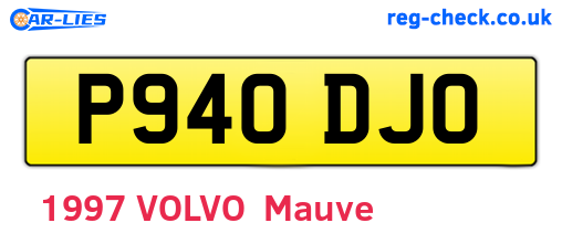 P940DJO are the vehicle registration plates.