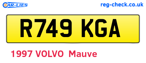 R749KGA are the vehicle registration plates.