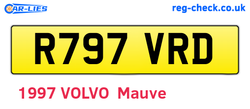 R797VRD are the vehicle registration plates.