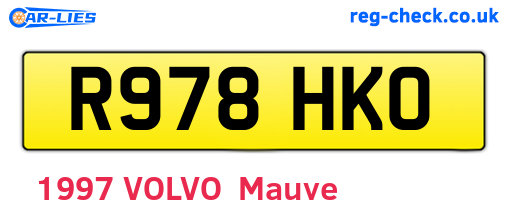 R978HKO are the vehicle registration plates.