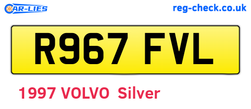 R967FVL are the vehicle registration plates.