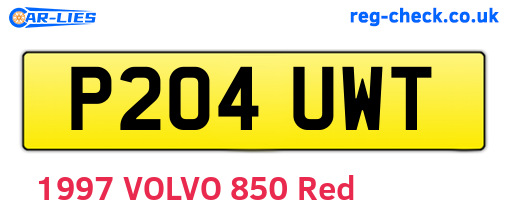 P204UWT are the vehicle registration plates.