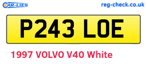 P243LOE are the vehicle registration plates.