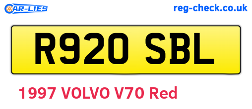 R920SBL are the vehicle registration plates.