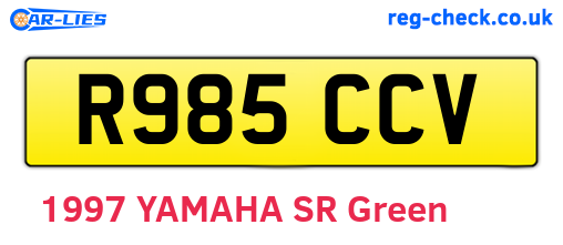R985CCV are the vehicle registration plates.