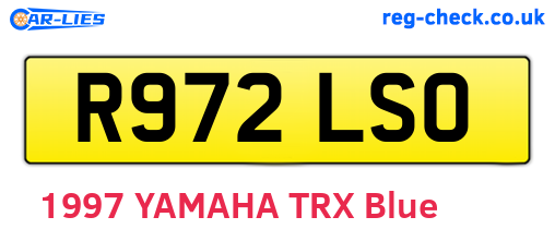 R972LSO are the vehicle registration plates.