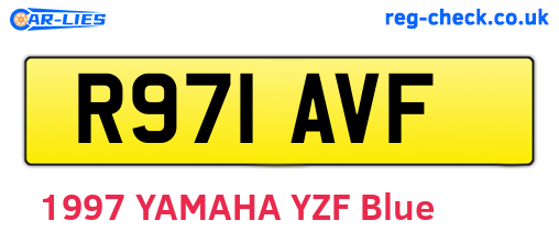 R971AVF are the vehicle registration plates.