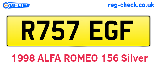 R757EGF are the vehicle registration plates.