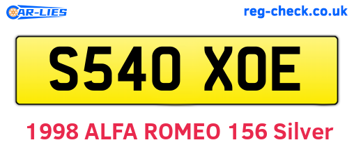 S540XOE are the vehicle registration plates.