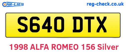 S640DTX are the vehicle registration plates.
