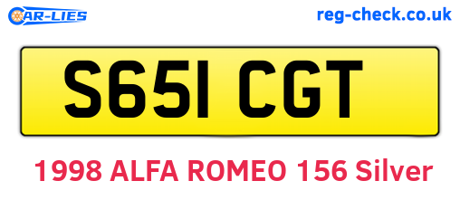 S651CGT are the vehicle registration plates.