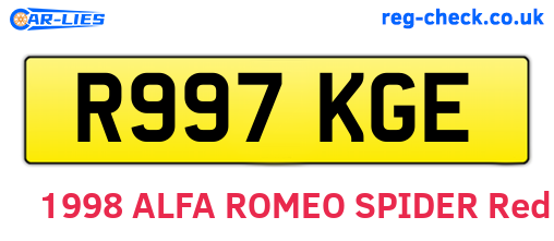 R997KGE are the vehicle registration plates.