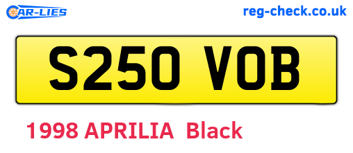 S250VOB are the vehicle registration plates.