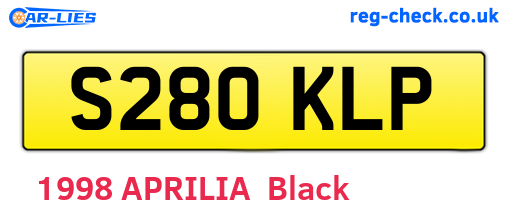 S280KLP are the vehicle registration plates.