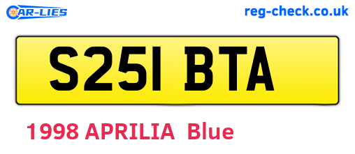 S251BTA are the vehicle registration plates.